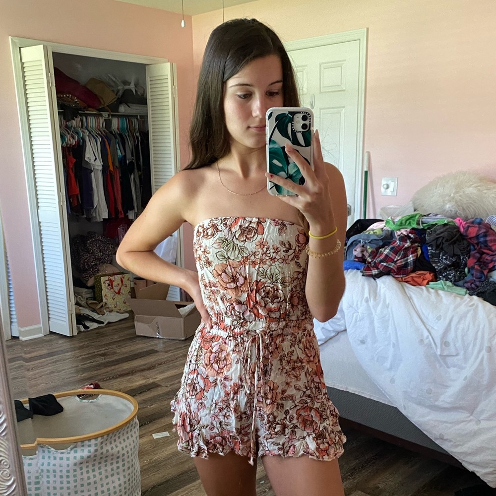 Floral Tan Romper